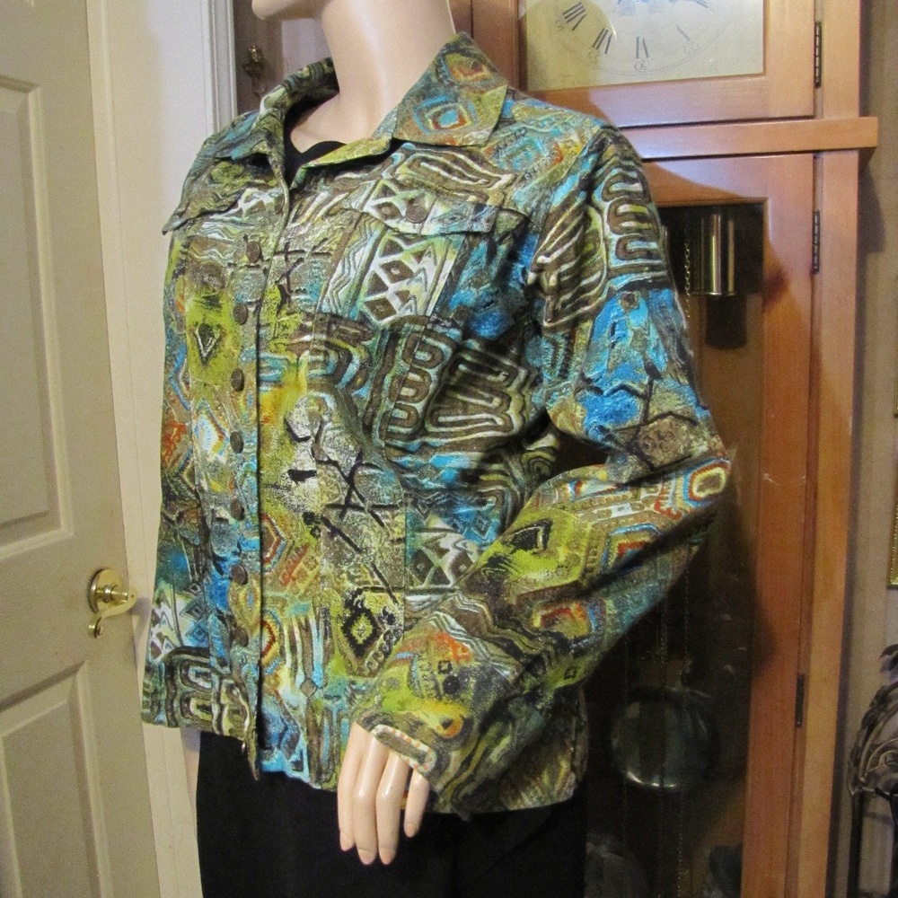 Chico's Green & Blue Jacket size 1 (M/8)